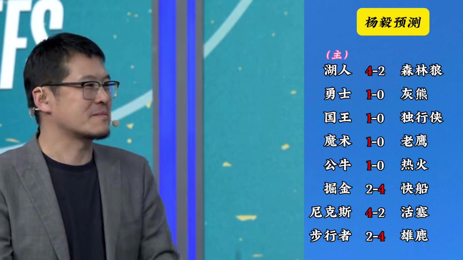 明燈來(lái)了！看看楊毅的季后賽預(yù)測(cè)：湖人4-2狼 快船4-2掘金